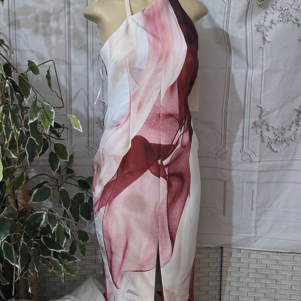 KEEPSAKE the Label Walk The Wire One-Shoulder Abstract Print Midi Dress Medium
